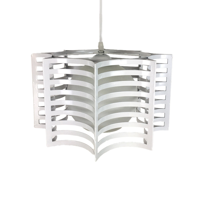 Modern Hanging Pendant Light with Opal Glass Shade - Black/White Finish