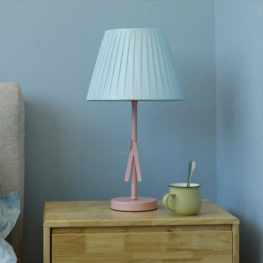 Kids Candy Colored Desk Light For Girls Bedroom - Foldable Tapered Shade And Study-Ready Blue