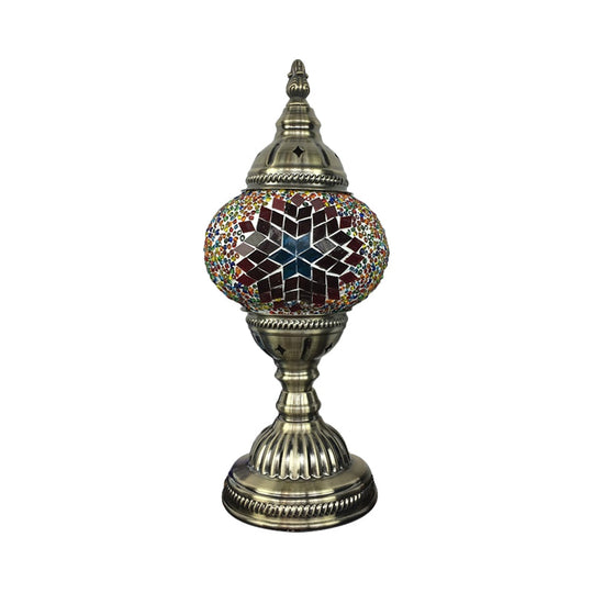 Stylish Turkish Bedroom Table Lamp - Spherical Glass Shade Bronze Finish