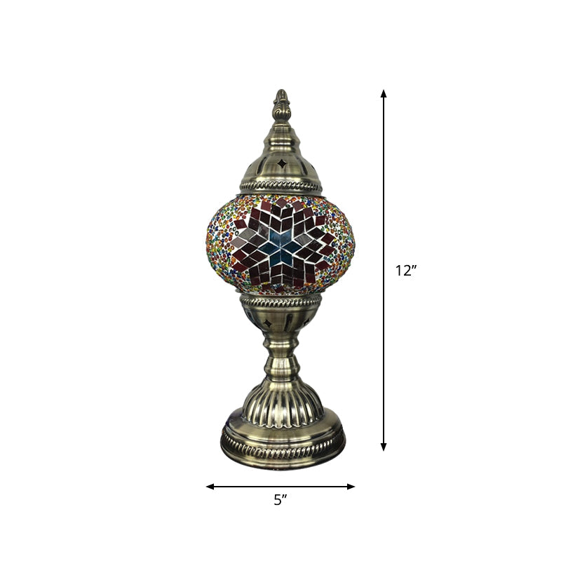 Stylish Turkish Bedroom Table Lamp - Spherical Glass Shade Bronze Finish