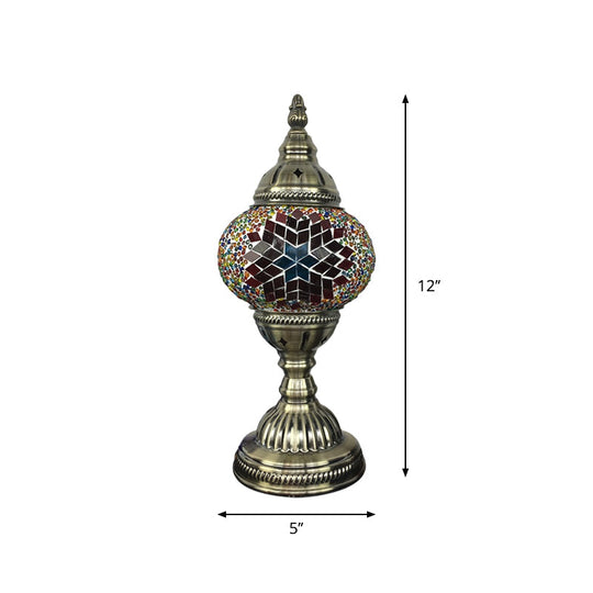 Stylish Turkish Bedroom Table Lamp - Spherical Glass Shade Bronze Finish