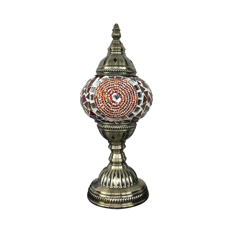 Stylish Turkish Bedroom Table Lamp - Spherical Glass Shade Bronze Finish