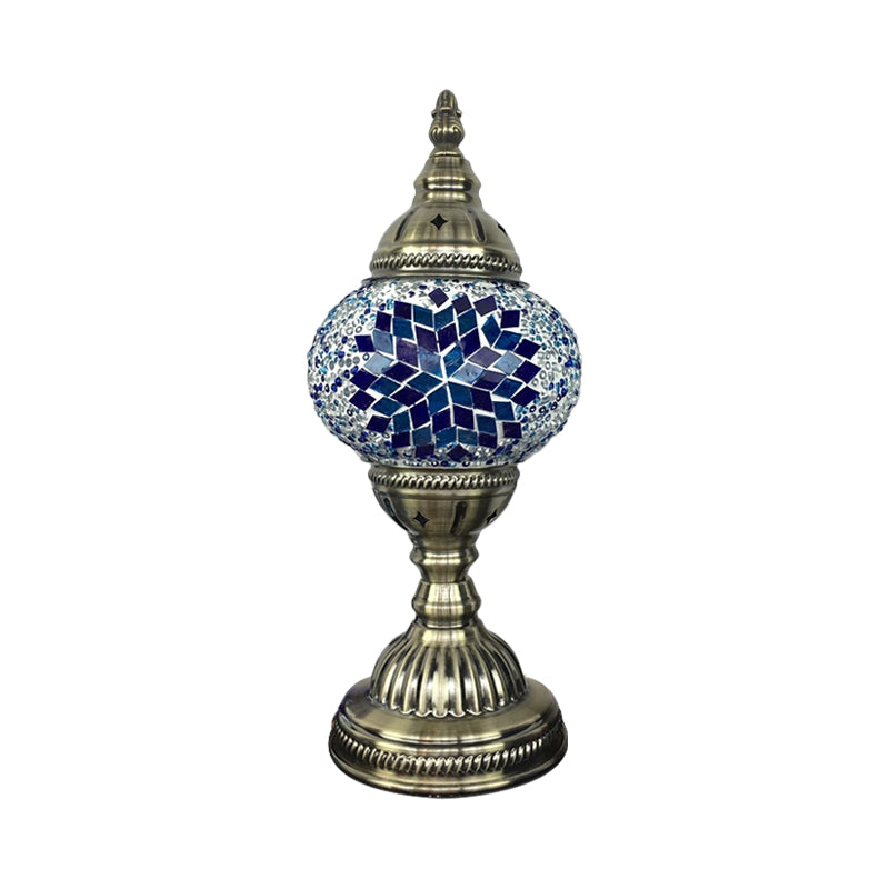 Stylish Turkish Bedroom Table Lamp - Spherical Glass Shade Bronze Finish