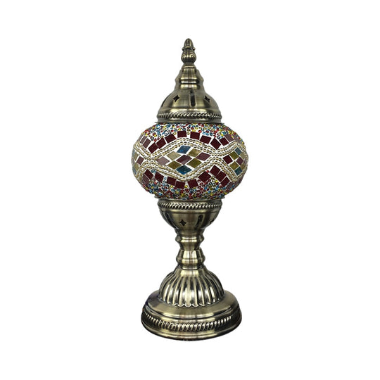 Stylish Turkish Bedroom Table Lamp - Spherical Glass Shade Bronze Finish