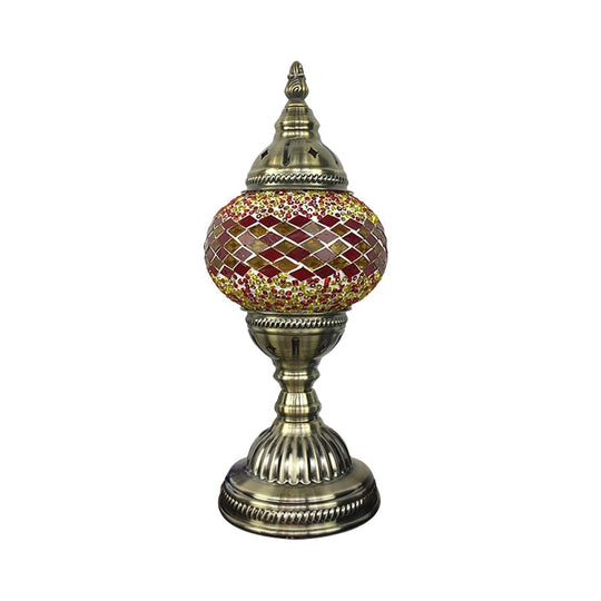 Stylish Turkish Bedroom Table Lamp - Spherical Glass Shade Bronze Finish