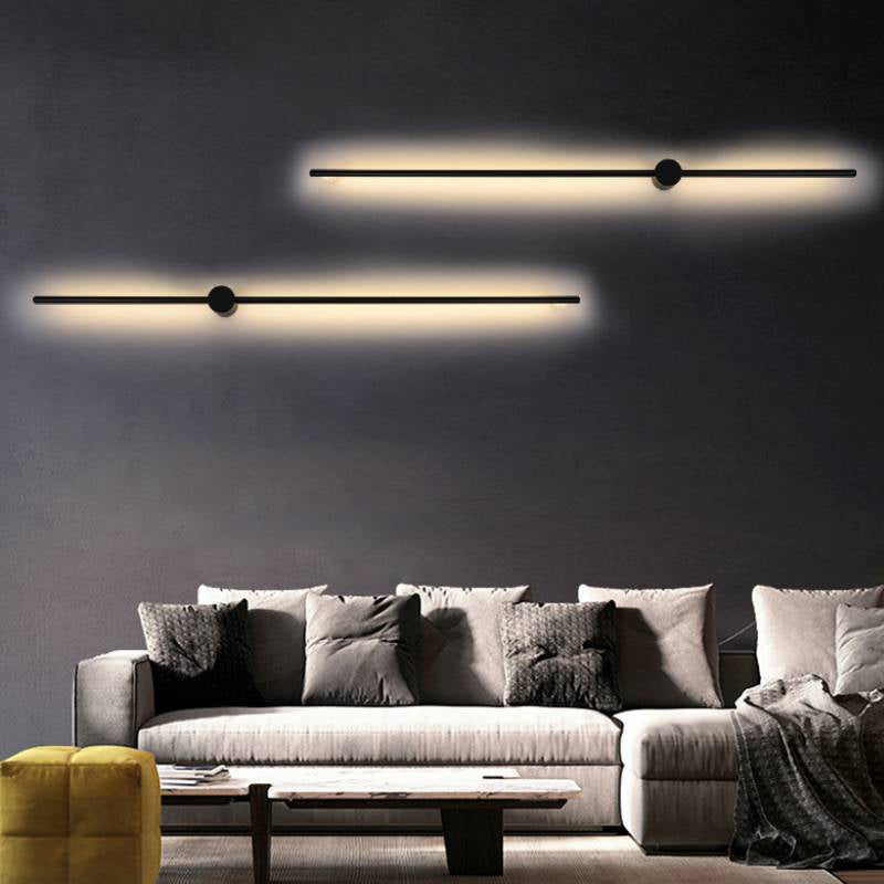 Minimalist Led Wall Sconce Lighting In Black Slim Rod Design - Heights Of 23.5 31.5 And 47 Ideal For