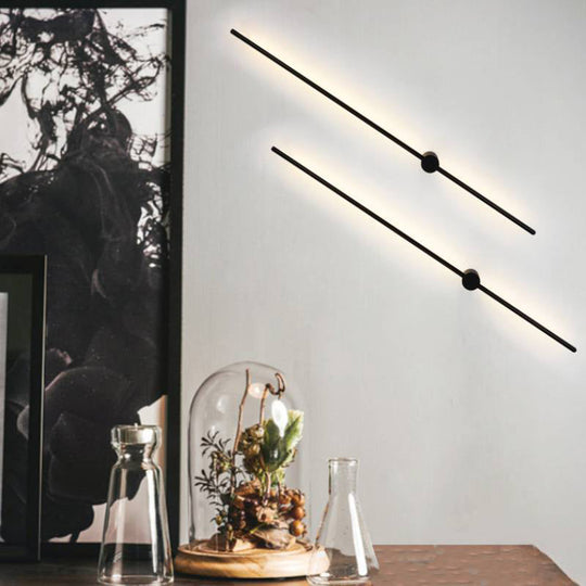 Minimalist Led Wall Sconce Lighting In Black Slim Rod Design - Heights Of 23.5 31.5 And 47 Ideal For