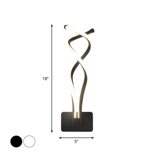 Modern Led Wall Sconce With Acrylic Shade For Bedroom - Black/White Wavy/Musical Note Design