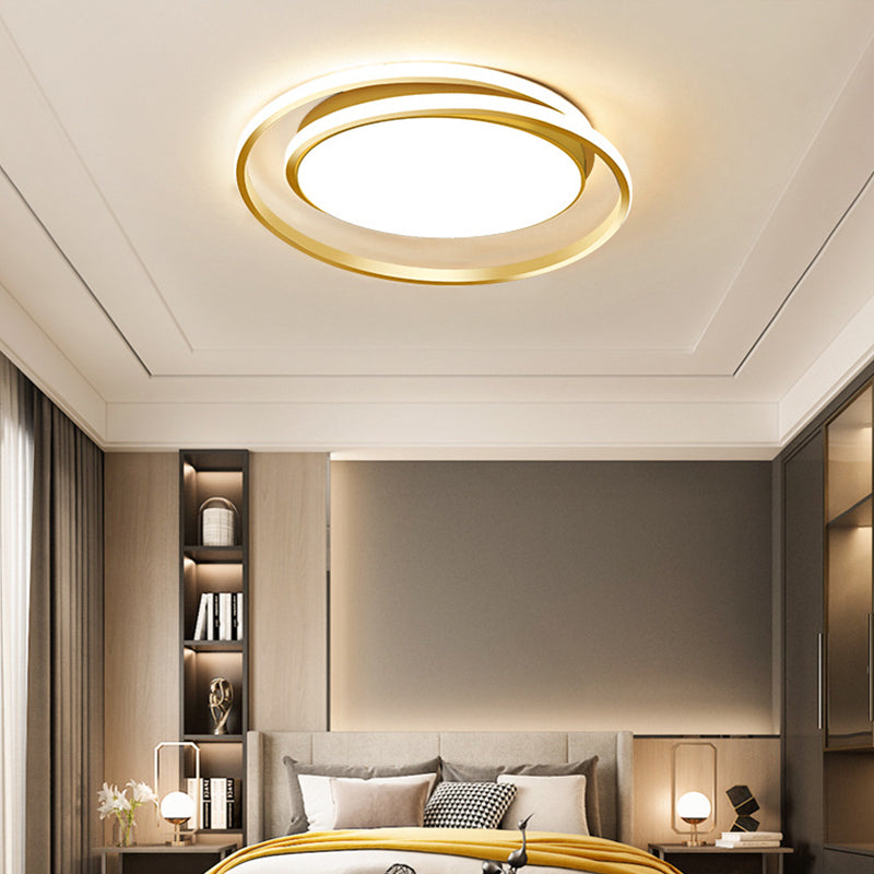 Modern Black/Gold LED Flushmount Ceiling Light in Warm/White, 18"/21.5" Width