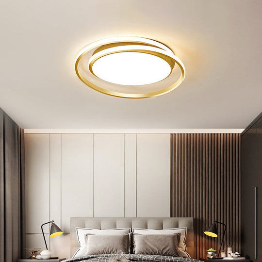 Modern Black/Gold LED Flushmount Ceiling Light in Warm/White, 18"/21.5" Width