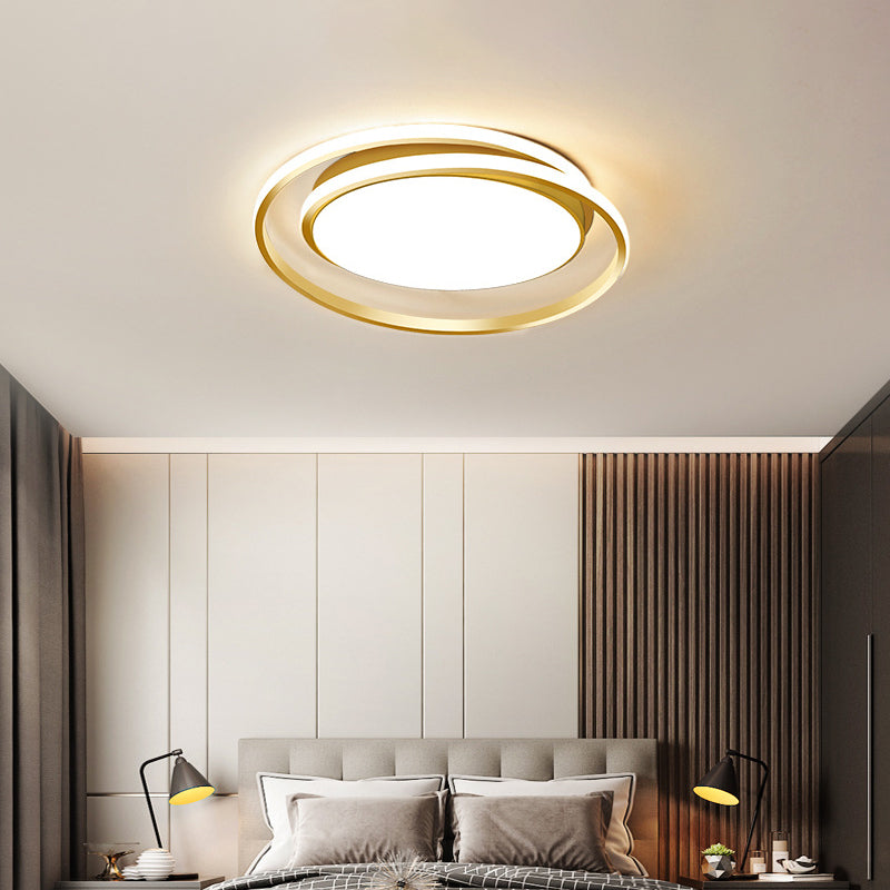 Modern Black/Gold Led Flushmount Ceiling Light In Warm/White 18/21.5 Width