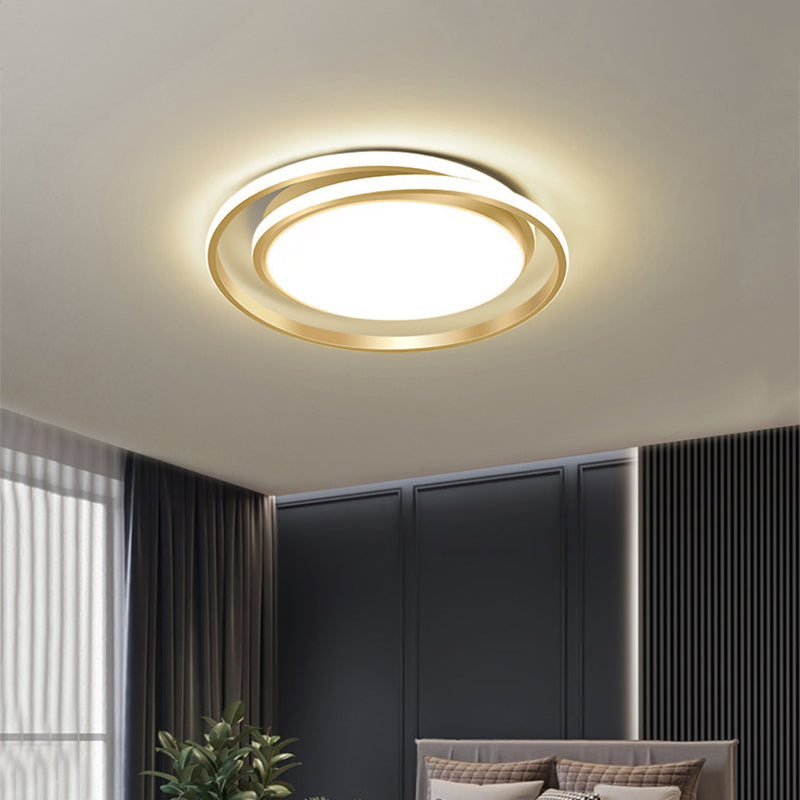 Modern Black/Gold LED Flushmount Ceiling Light in Warm/White, 18"/21.5" Width