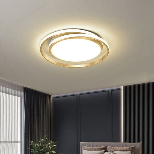 Modern Black/Gold Led Flushmount Ceiling Light In Warm/White 18/21.5 Width