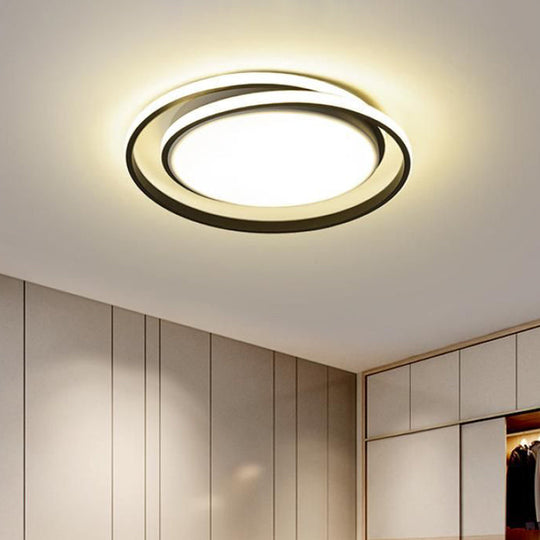 Modern Black/Gold Led Flushmount Ceiling Light In Warm/White 18/21.5 Width Black / 18 White