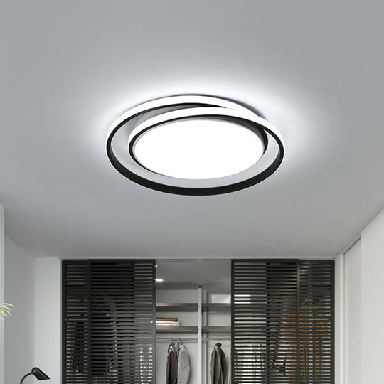 Modern Black/Gold LED Flushmount Ceiling Light in Warm/White, 18"/21.5" Width