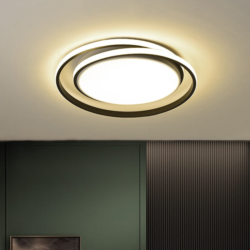 Modern Black/Gold LED Flushmount Ceiling Light in Warm/White, 18"/21.5" Width