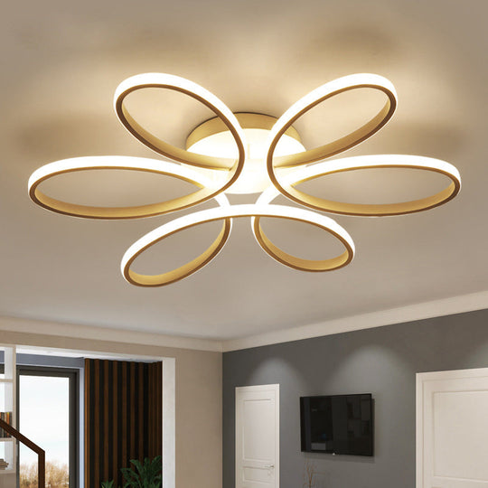 Minimalist Flower-Shaped Flushmount Acrylic LED Ceiling Light in White