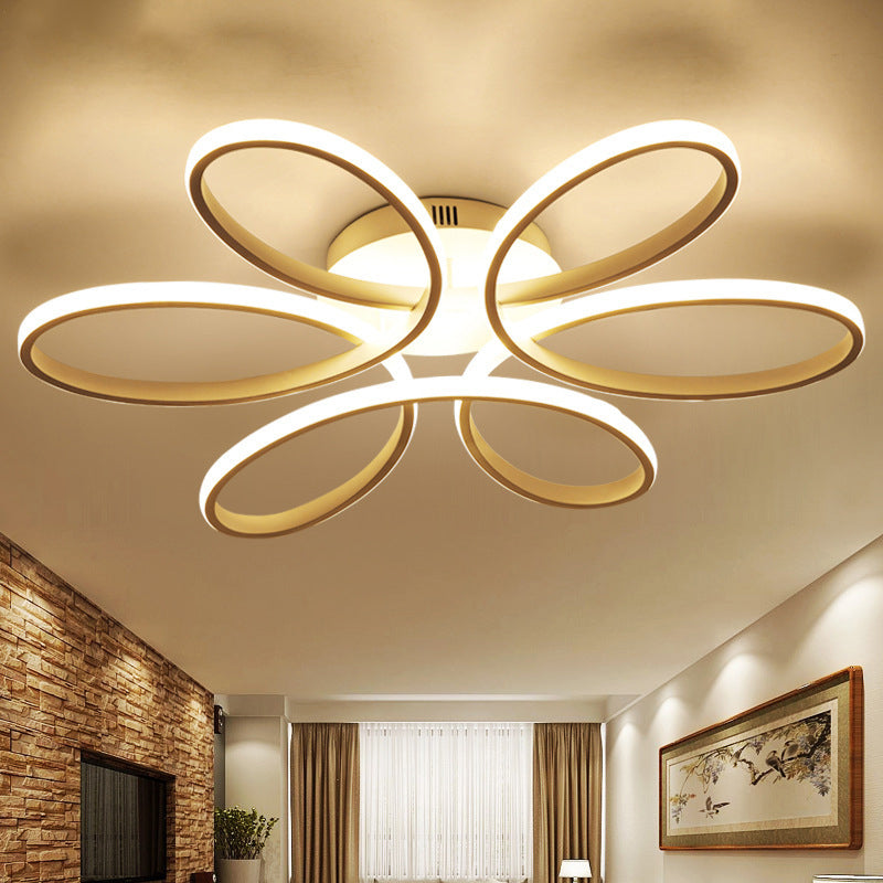 Minimalist Flower-Shaped Flushmount Acrylic LED Ceiling Light in White