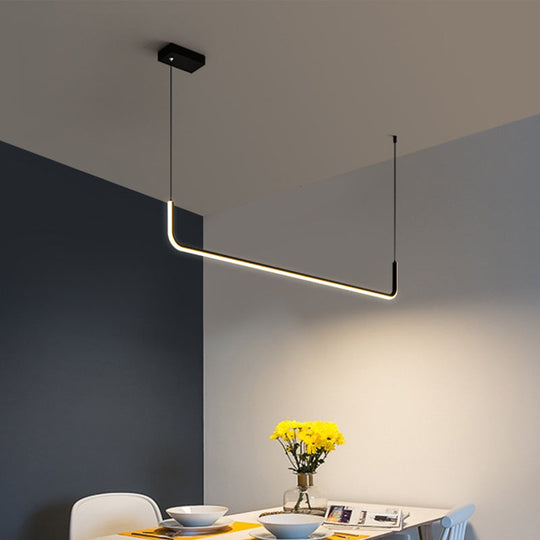 Sleek Black And Gold Led Linear Pendant Light For Dining Table 39/59 Width