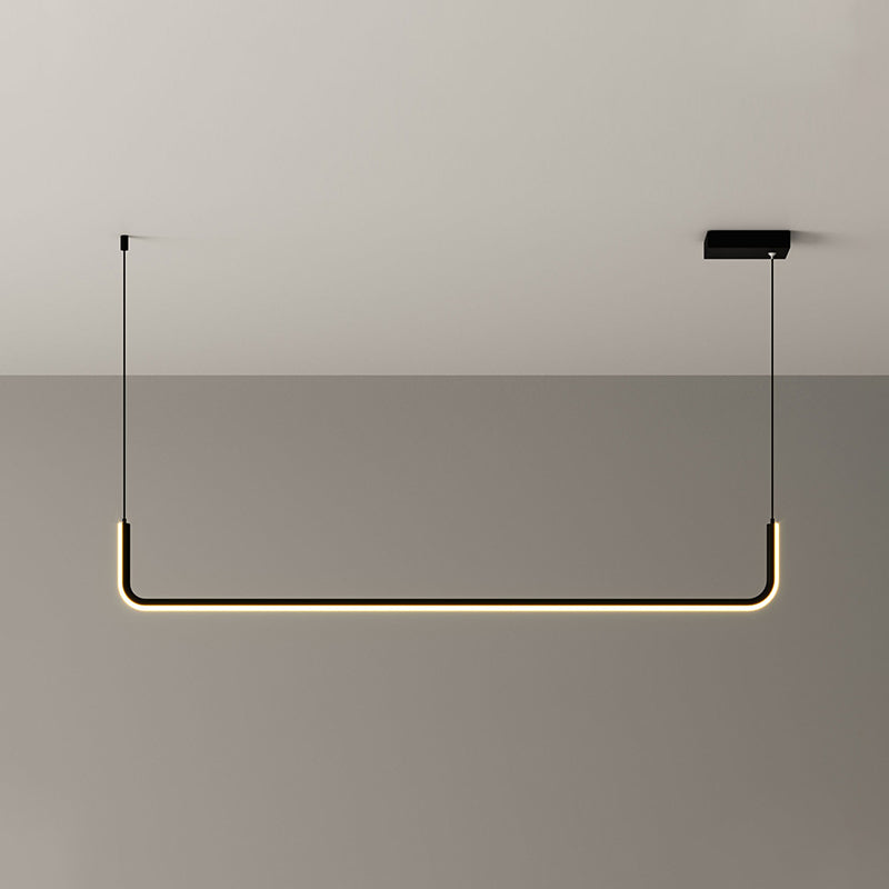 Sleek Black And Gold Led Linear Pendant Light For Dining Table 39/59 Width