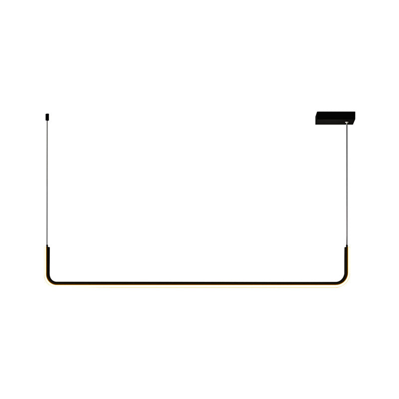 Sleek Black And Gold Led Linear Pendant Light For Dining Table 39/59 Width