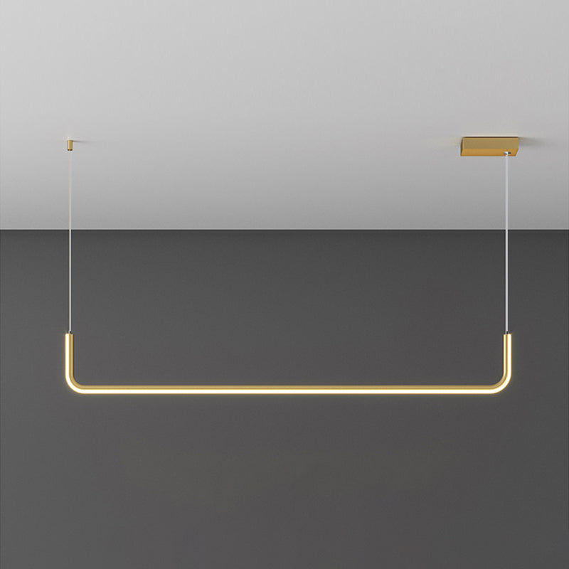 Sleek Black And Gold Led Linear Pendant Light For Dining Table 39/59 Width