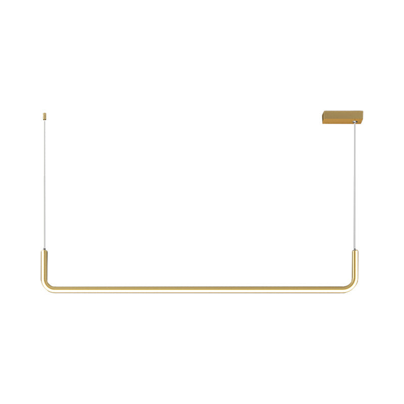 Sleek Black And Gold Led Linear Pendant Light For Dining Table 39/59 Width