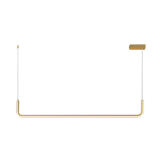 Sleek Black And Gold Led Linear Pendant Light For Dining Table 39/59 Width