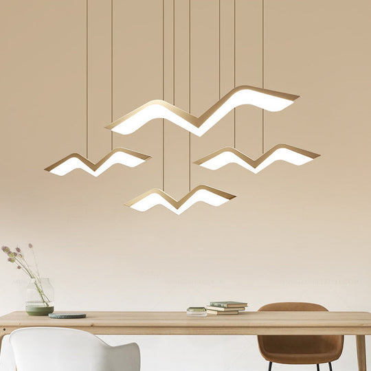 Modern Gull Shaped Hanging Light - Acrylic Led Pendant Warm/White 2/3/5 Heads