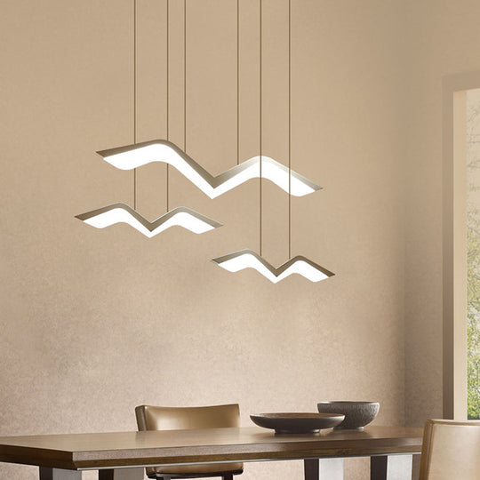 Modern Gull Shaped Hanging Light - Acrylic Led Pendant Warm/White 2/3/5 Heads 3 / White Warm