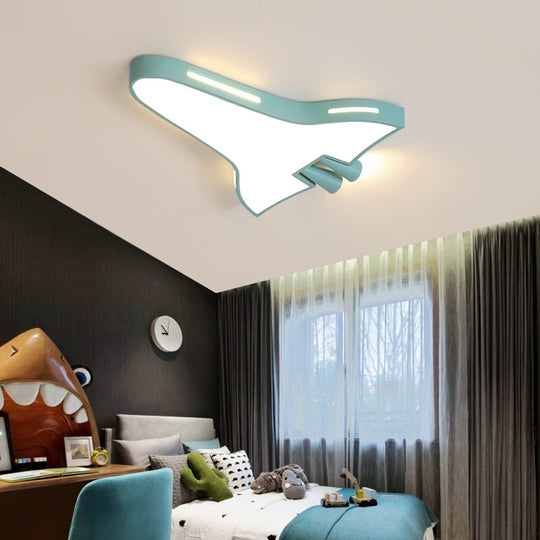 Macaron Loft Led Ceiling Lamp - Metal Acrylic Plane Flush Light For Kids Bedroom Blue / White