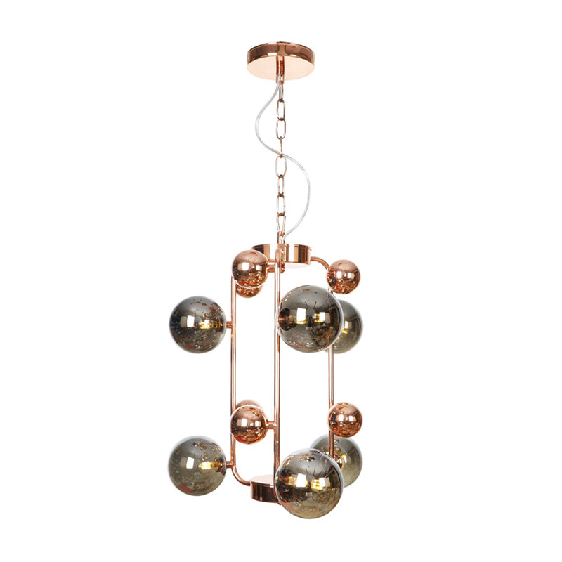 Copper/Gold Finish Industrial Chandelier with Clear/Amber/Smoke Gray Mirror Glass – 6/8/10 Heads Ceiling Light for Living Room