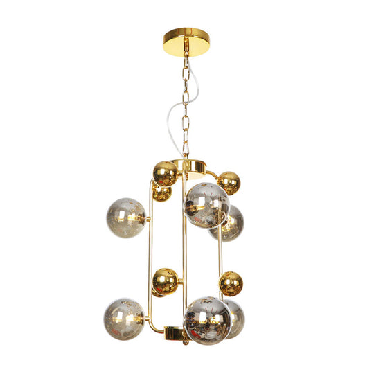 Industrial Clear/Amber/Smoke Gray Mirror Glass Chandelier With Copper/Gold Finish - 6/8/10 Heads