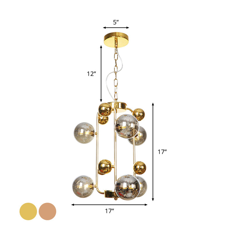 Copper/Gold Finish Industrial Chandelier with Clear/Amber/Smoke Gray Mirror Glass – 6/8/10 Heads Ceiling Light for Living Room