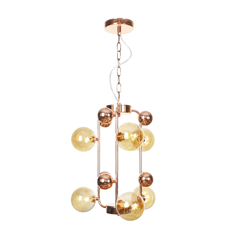 Copper/Gold Finish Industrial Chandelier with Clear/Amber/Smoke Gray Mirror Glass – 6/8/10 Heads Ceiling Light for Living Room