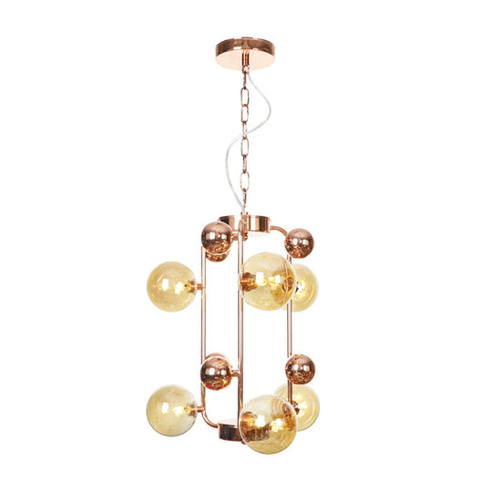 Copper/Gold Finish Industrial Chandelier with Clear/Amber/Smoke Gray Mirror Glass – 6/8/10 Heads Ceiling Light for Living Room