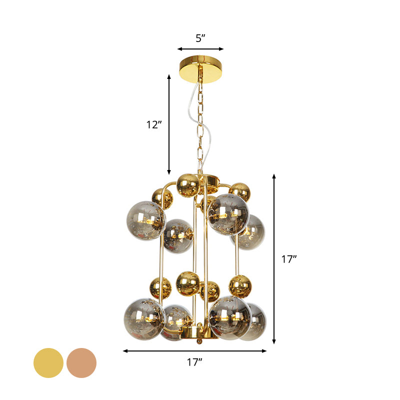 Copper/Gold Finish Industrial Chandelier with Clear/Amber/Smoke Gray Mirror Glass – 6/8/10 Heads Ceiling Light for Living Room