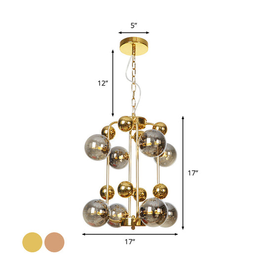 Copper/Gold Finish Industrial Chandelier with Clear/Amber/Smoke Gray Mirror Glass – 6/8/10 Heads Ceiling Light for Living Room