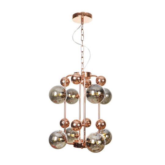 Copper/Gold Finish Industrial Chandelier with Clear/Amber/Smoke Gray Mirror Glass – 6/8/10 Heads Ceiling Light for Living Room