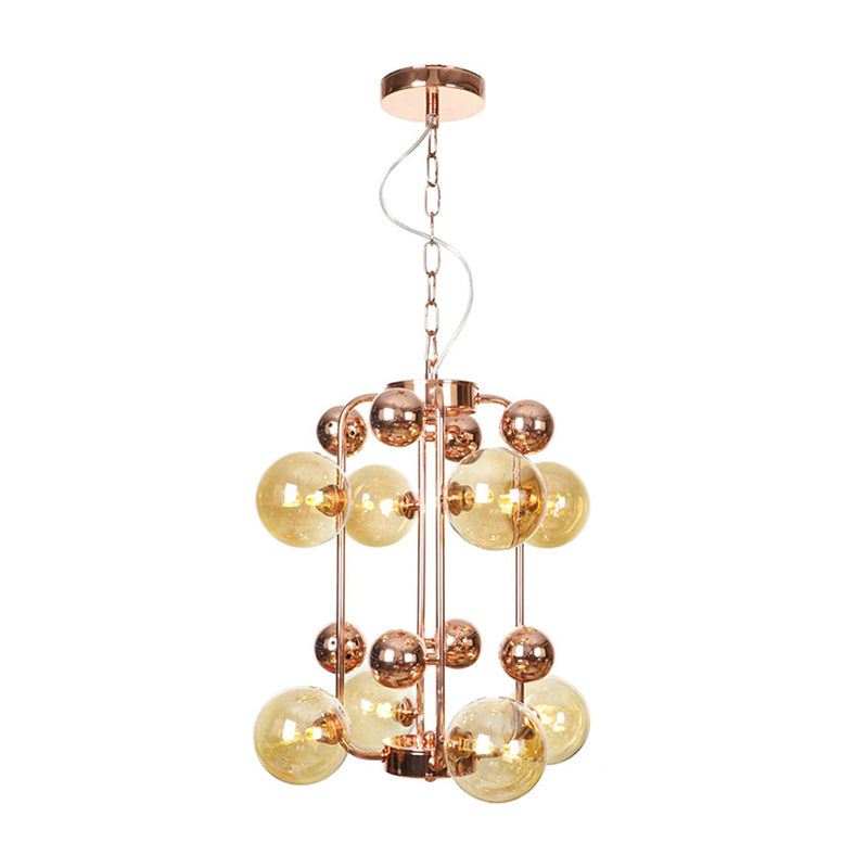 Copper/Gold Finish Industrial Chandelier with Clear/Amber/Smoke Gray Mirror Glass – 6/8/10 Heads Ceiling Light for Living Room