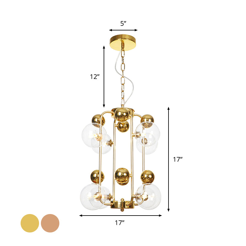 Copper/Gold Finish Industrial Chandelier with Clear/Amber/Smoke Gray Mirror Glass – 6/8/10 Heads Ceiling Light for Living Room