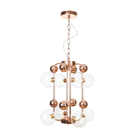 Industrial Clear/Amber/Smoke Gray Mirror Glass Chandelier With Copper/Gold Finish - 6/8/10 Heads