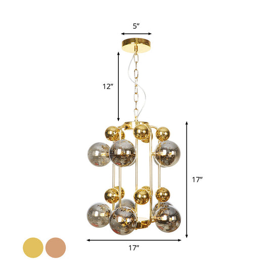 Copper/Gold Finish Industrial Chandelier with Clear/Amber/Smoke Gray Mirror Glass – 6/8/10 Heads Ceiling Light for Living Room