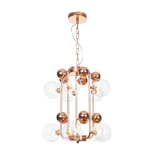 Industrial Clear/Amber/Smoke Gray Mirror Glass Chandelier With Copper/Gold Finish - 6/8/10 Heads