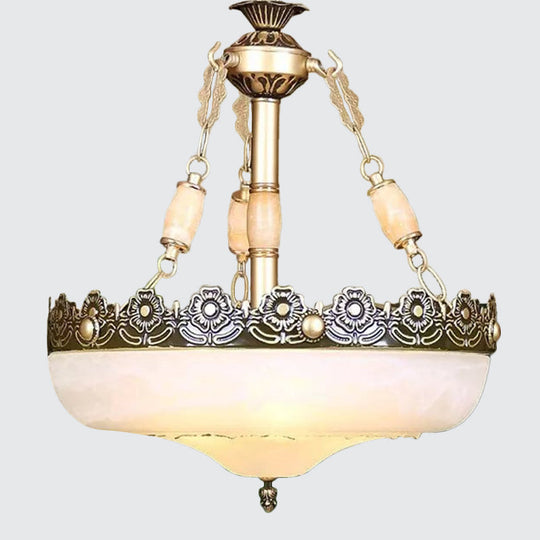 Classic Brass Pendant Ceiling Light With White Glass Basket Shade - 12/16 Led Ideal For Living Room