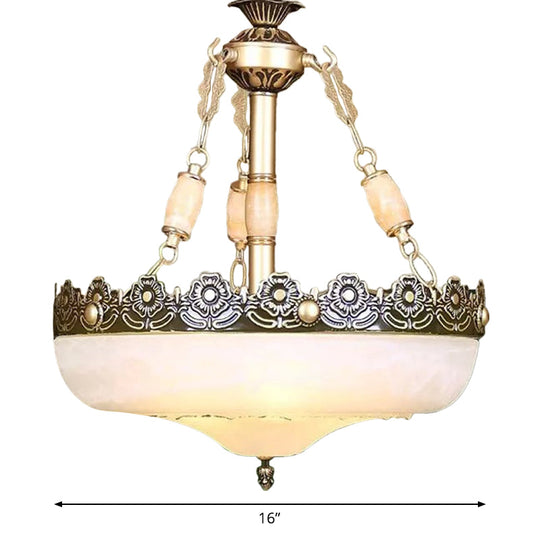 Classic Brass Pendant Ceiling Light With White Glass Basket Shade - 12/16 Led Ideal For Living Room