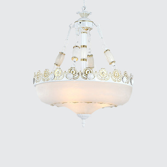 Classic Brass Pendant Ceiling Light With White Glass Basket Shade - 12/16 Led Ideal For Living Room