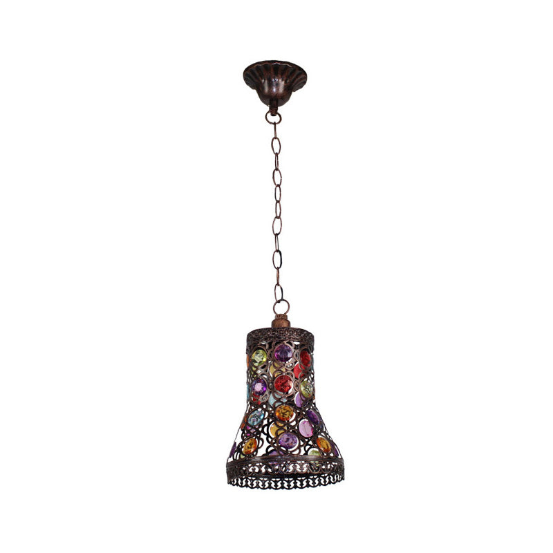 Modern Black Turkish Stained Glass Hanging Light For Dining Room - Flared/Lantern/Tapered Style