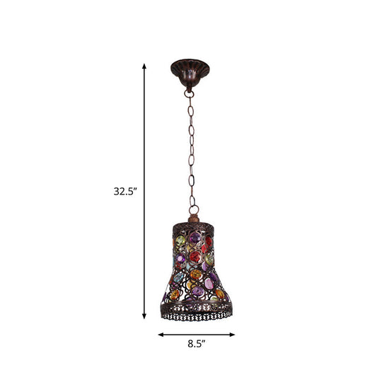 Modern Black Turkish Stained Glass Hanging Light For Dining Room - Flared/Lantern/Tapered Style