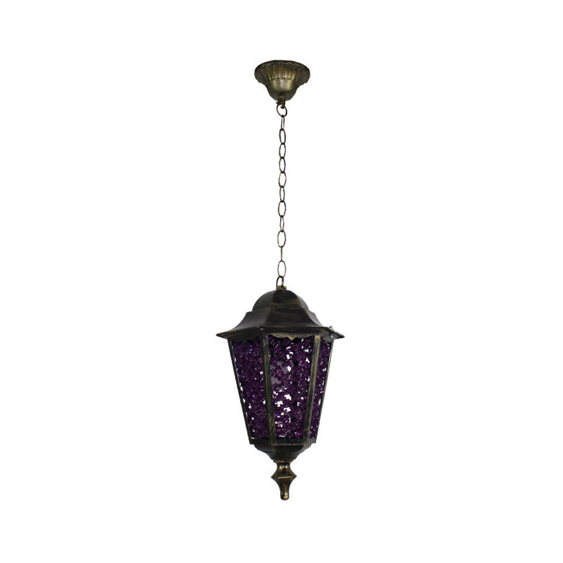 Modern Black Turkish Stained Glass Hanging Light For Dining Room - Flared/Lantern/Tapered Style